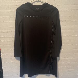 KidPick Girls Long Sleeve Black Dress, Studded & Ruffle Detail Xl/14, Never Worn